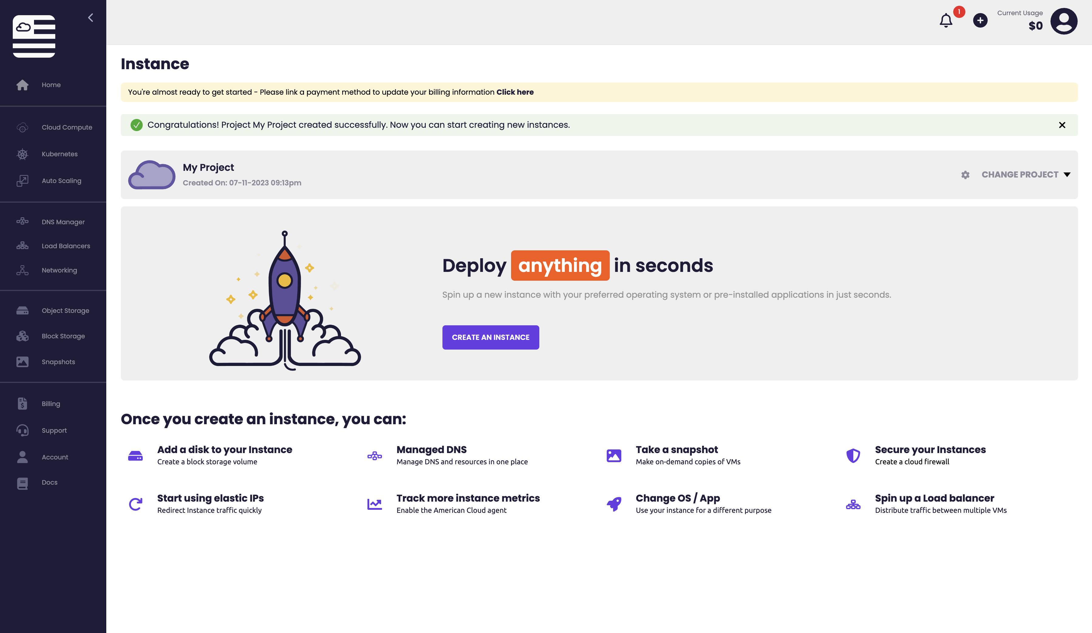 screenshot of American Cloud